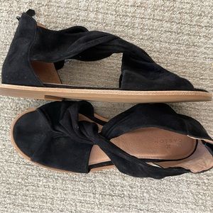 New Caslon Black Suede Flat Sandal